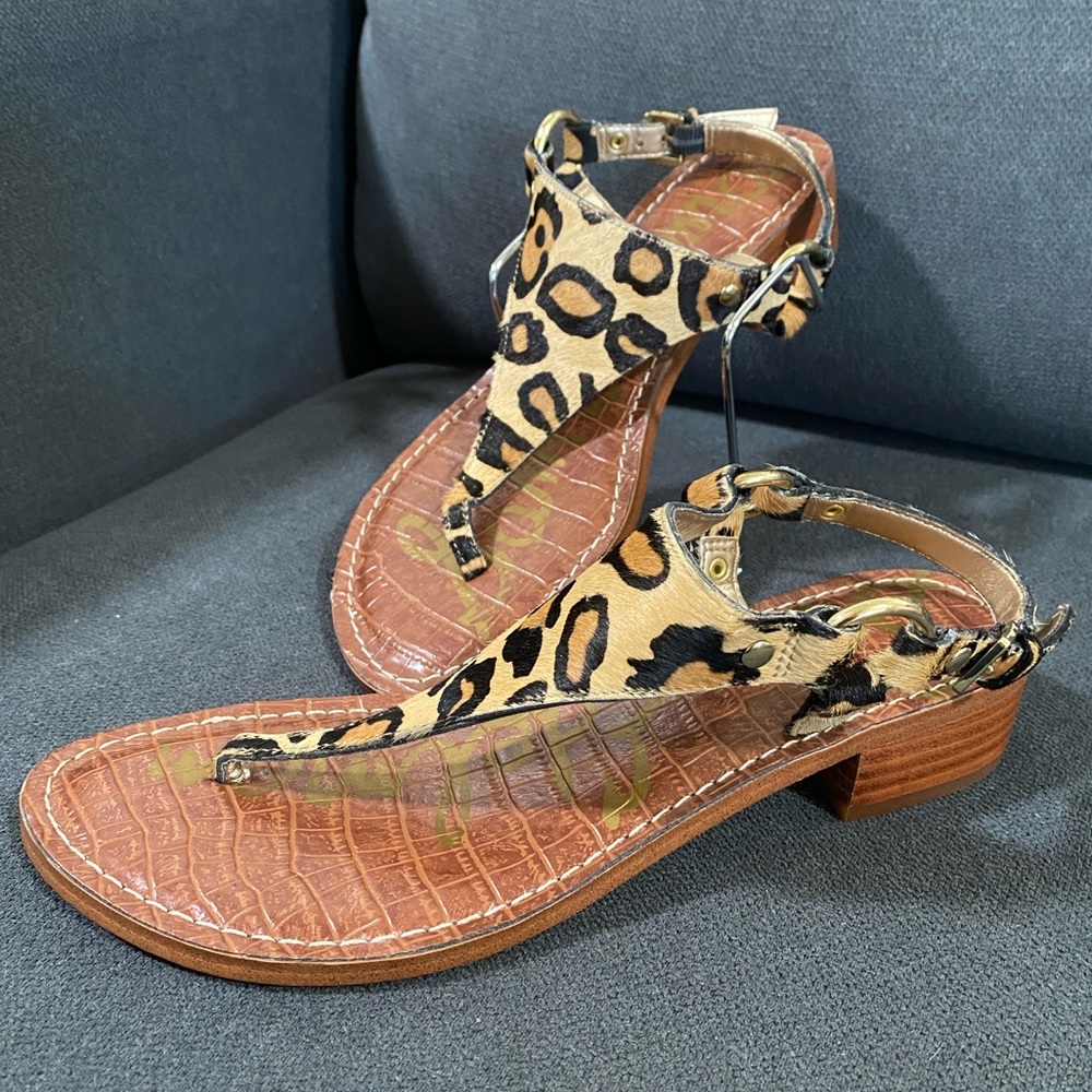 Sam Edelman Jude Leopard Print Calf Hair Thong Sandal - Picture 3 of 16